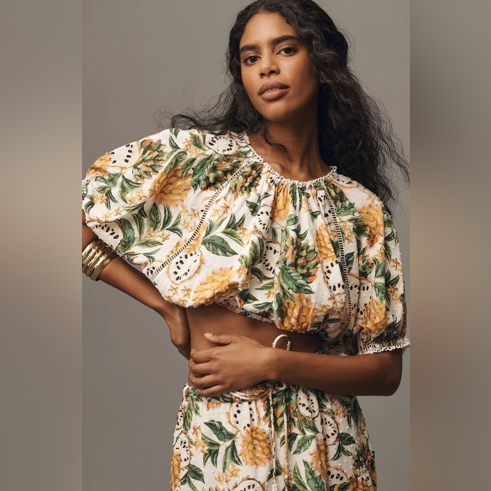 FARM RIO Biriba Off-White Cropped Blouse - Picture 5 of 14